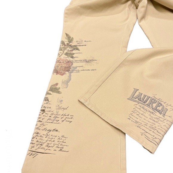 Vintage Lauren Jeans Co 100% cotton printed plus tall jeans botanical 14W New - Picture 3 of 4